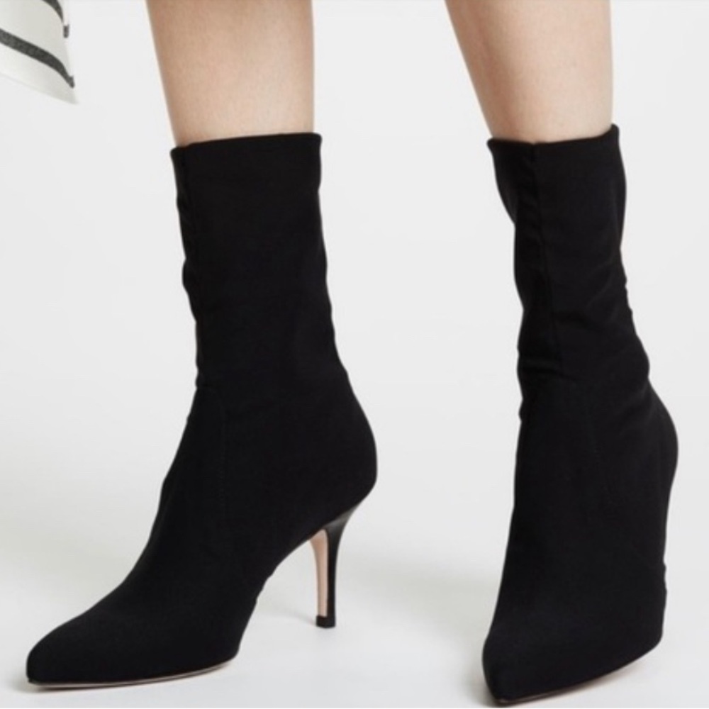 Stuart Weitzman Axiom Black Heeled Booties - Picture 2 of 11